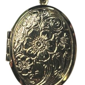 Gold Floral Locket Necklace